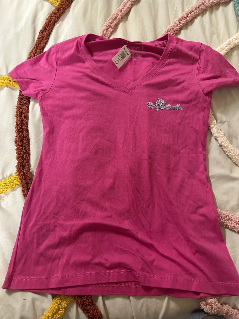 Margaritaville Women's V-Neck Tee in Hot Pink